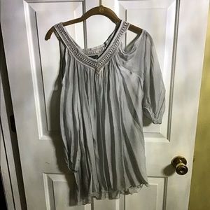 Silver cold shoulder blouse